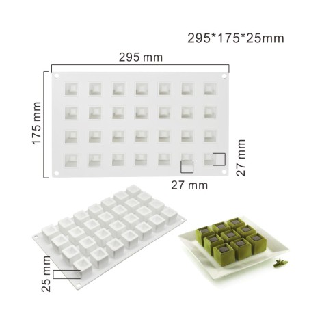 Tetraedrons Monoportion Silicone Mold 2,7x2,7xH2cm 28cav.