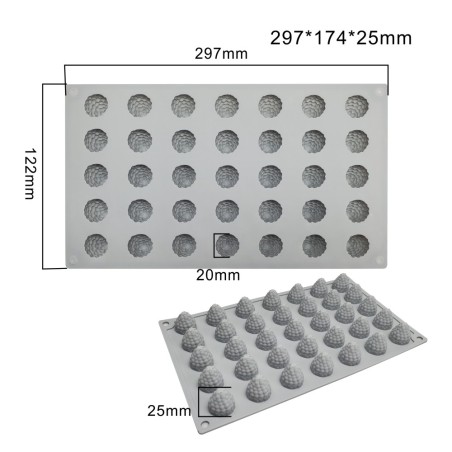 Raspberries Silicone Mold foa Mini Ice cream and bon bons 2cm 35cav.