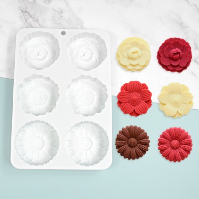 3 Flowers Monoportion Silicone Mold Diam.6,3cm 6cav.