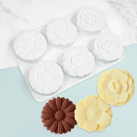 3 Flowers Monoportion Silicone Mold Diam.6,3cm 6cav.