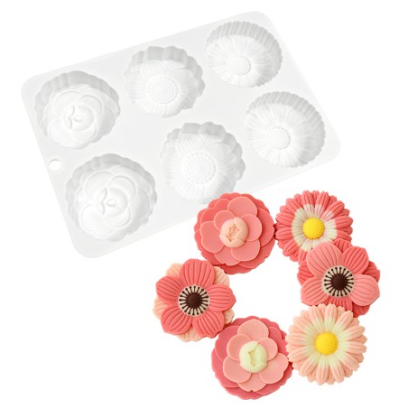 3 Flowers Monoportion Silicone Mold Diam.6,3cm 6cav.