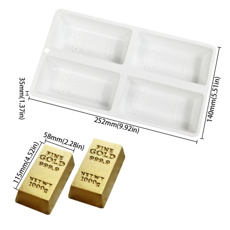 Gold Bar Silicone Mold 11,5xH5,8cm 4cav.