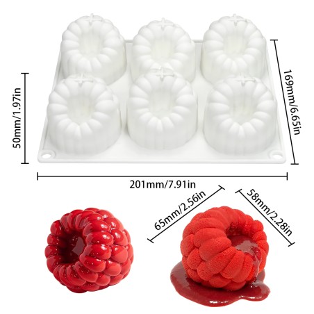 Raspberry Silicone Mold for Ice Cream & monoportions 6,5xH5,8cm 6cav.