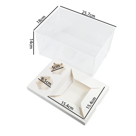 Clear Lid Combo Box for 2 cupcakes & 1 Bento Box