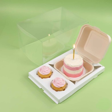 Ανοιχτό Καφετί Bento Cake Box 15εκ.