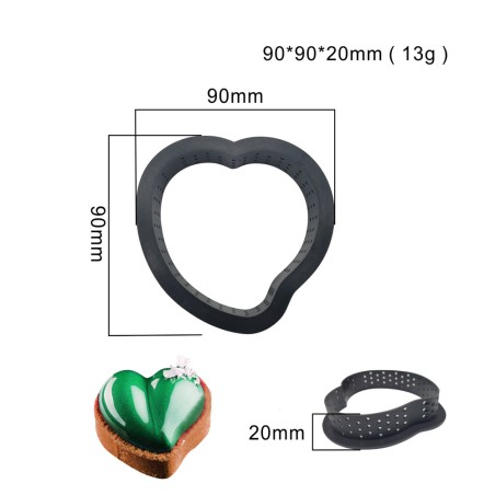 Heart Plastic Ring for tart/biscuit 9x9xH2cm