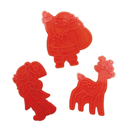 Santa's Workshop Set of 3 Christmas Cookie Cutters & Stamps 
