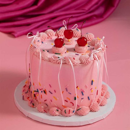 Pink Ribbon Bow Cake Toppers  Pack of 8