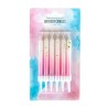 Pack of 6 Birthday Candles in White Pink Gradient with Gold Specks 7.7cm.
