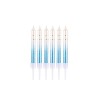 Pack of 6 Birthday Candles in White Light Blue Gradient with Gold Specks 7.7cm.