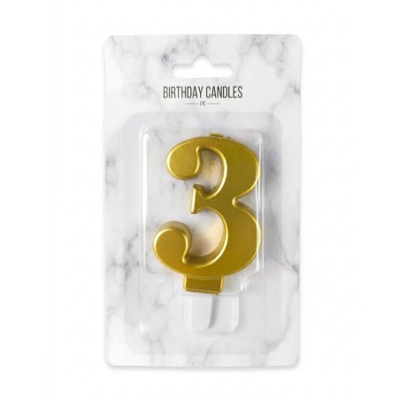 No.3 Gold Birthday Candle 7,7cm.