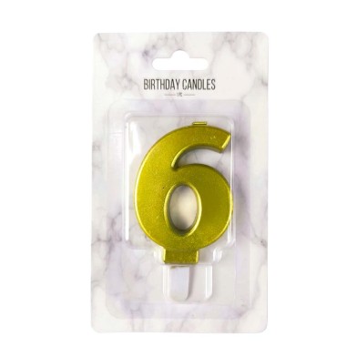 No.6 Gold Birthday Candle 7,7cm.