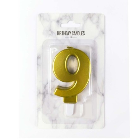 No.9 Gold Birthday Candle 7,7cm.