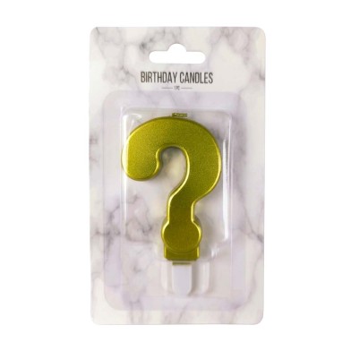 Question Mark Gold Birthday Candle 7,7cm.