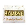 Set of 13 Gold Happy Birthday Candles H3cm.