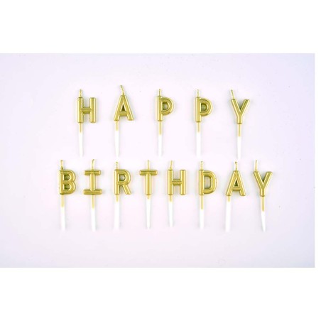 Σετ 13 Χρυσά Κεράκια Happy Birthday Y3εκ.