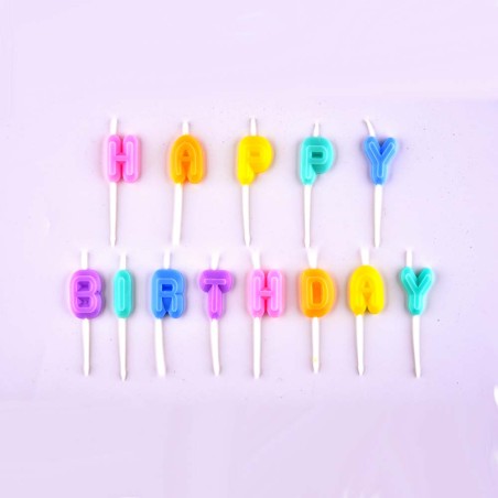 Σετ 13 Πολύχρωμα Παστέλ Κεράκια Happy Birthday Y3εκ.