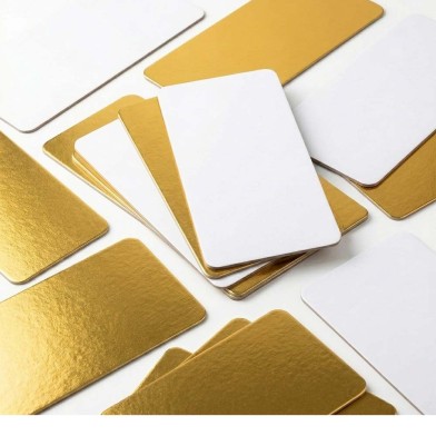 30x15cm White/Gold dual face cake board 1.5mm thick