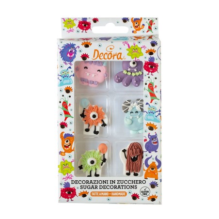 Monsters Sugar Decorations by Decora, 6 pcs, Size: 2,6-5cm x H4cm.