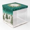 Collapsible Half Clear Cake Box with Christmas Design Dim.25,7xH25,5cm