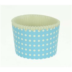 Large Cupcake Cups with anti-stick Baking Sheet D7xH4,5cm. - Light Blue with White Polka - 65pc