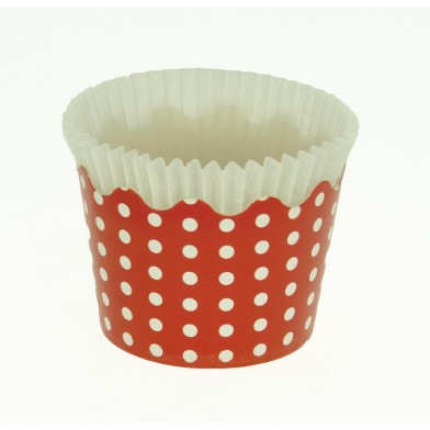 Κυπελάκια Cupcakes με καραμελόχαρτο Μικρά Δ5,7xΥ4εκ. - Κόκκινο με Λευκό Πουά - 20τεμ