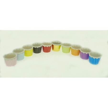 Small Cupcake Cups with anti-stick Baking Sheet D5,7xH4cm. - Yellow with White Polka - 20pc