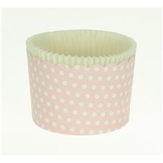 Large Cupcake Cups with anti-stick Baking Sheet D7xH4,5cm. - Pink with White Polka - 65pc