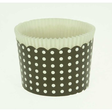 Large Cupcake Cups with anti-stick Baking Sheet D7xH4,5cm. - Black with White Polka - 65pc