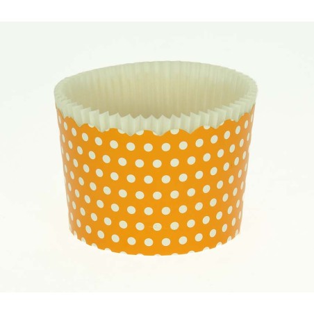 Large Cupcake Cups with anti-stick Baking Sheet D7xH4,5cm. - Orange with White Polka - 20pc