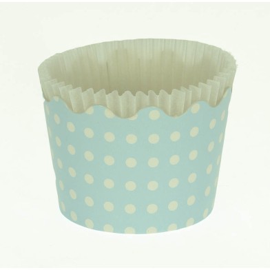 Small Cupcake Cups with anti-stick Baking Sheet D5,7xH4cm. - Light Blue with White Polka - 65pc