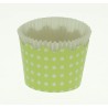 Small Cupcake Cups with anti-stick Baking Sheet D5,7xH4cm. - Green with White Polka - 65pc