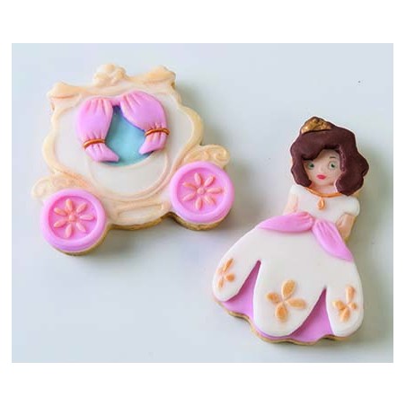 Martellato 2 Pcs Kit Cookie Plunger Cutter - Carriage And Princess