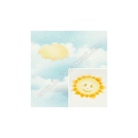Διακοσμητικό Στένσιλ - Ήλιος & Σύννεφα