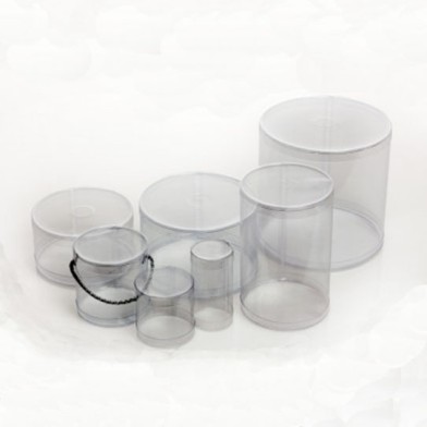 Cylindrical PE Clear Plastic Box for Easter Egg with lower paper support D17xH24 - for Easter Egg 400g.