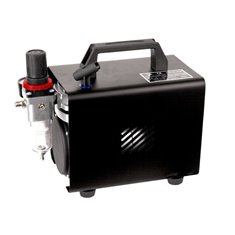 Piston Compressor for Airbrushing max.4 bar with black metal carrying case and airbrush holder