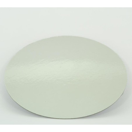 7" Silver-White Double Face Round Cut Edge Cake Cards (1,5mm Thick) 1pc.