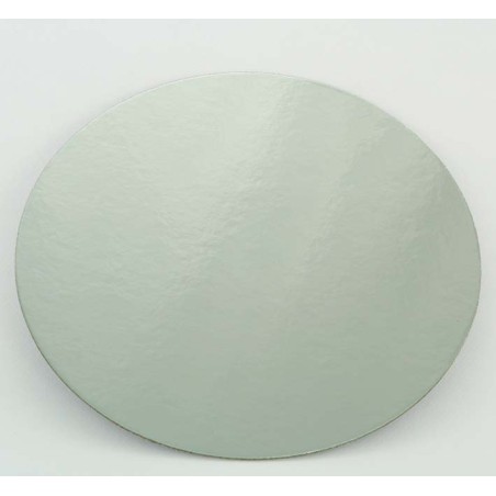 9" Silver-White Double Face Round Cut Edge Cake Cards (1,5mm Thick) 1pc.