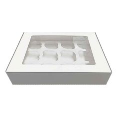 Λευκό Κουτί για 12 Cupcakes / Muffins με παράθυρο