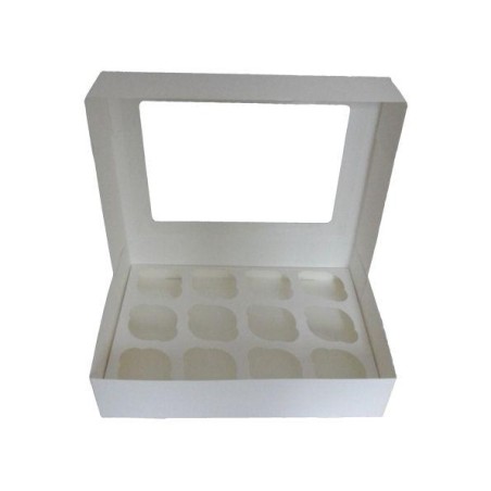 Λευκό Κουτί για 12 Cupcakes / Muffins με παράθυρο