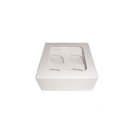 Λευκό Κουτί για 4 Cupcakes / Muffins με παράθυρο