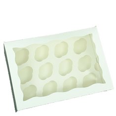 12 Cavity High Quality Mini Muffin SuperBox with insert - White. Size: 22,5 x 16 x 7,5cm