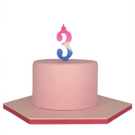 Tricolor Birthday Candle  with Number 3