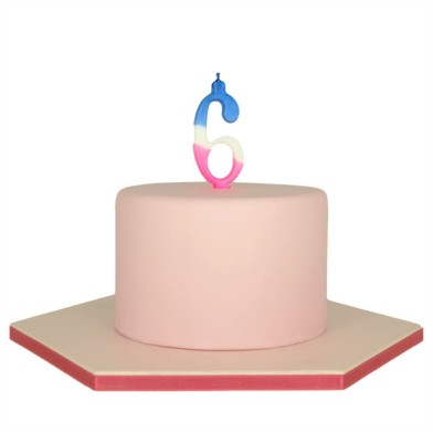 Tricolor Birthday Candle  with Number 6