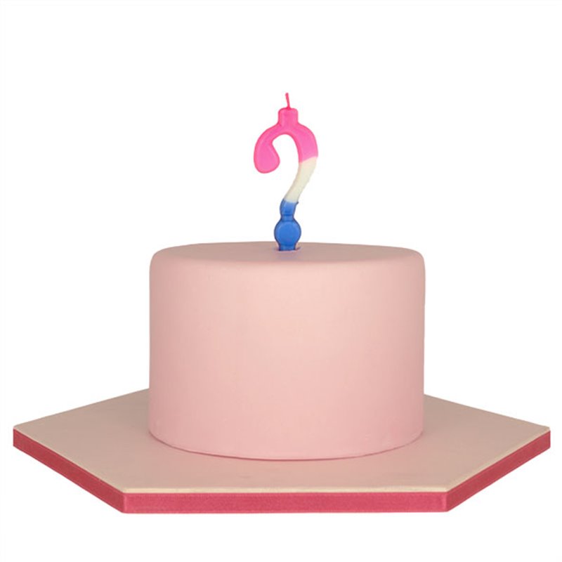 Tricolor Birthday Candle with Question Mark character