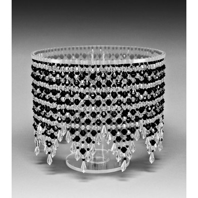 Luxury Round Stand with Clear & Black Crystals