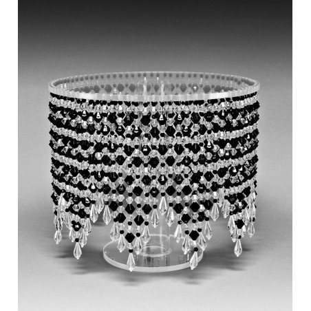 Luxury Round Stand with Clear & Black Crystals