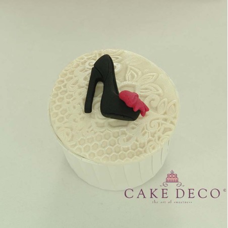 Cake Deco Red and Black Woman's high Heel Shoe (20pcs)