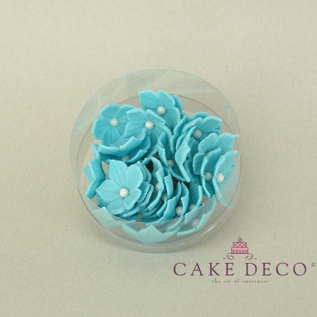 Cake Deco Skyblue Petunia with gold pearl (30pcs)