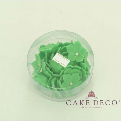 Cake Deco green Petunia with white pearl (30pcs)